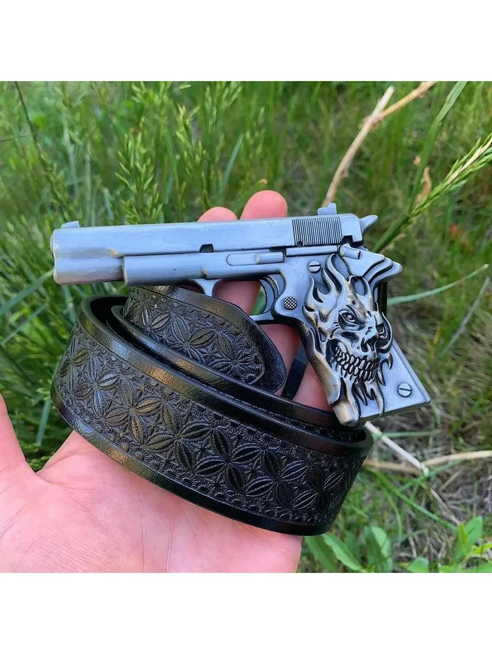 Grunge Punk Gun Skeleton Y2K 2000s style belt. 47 inches length